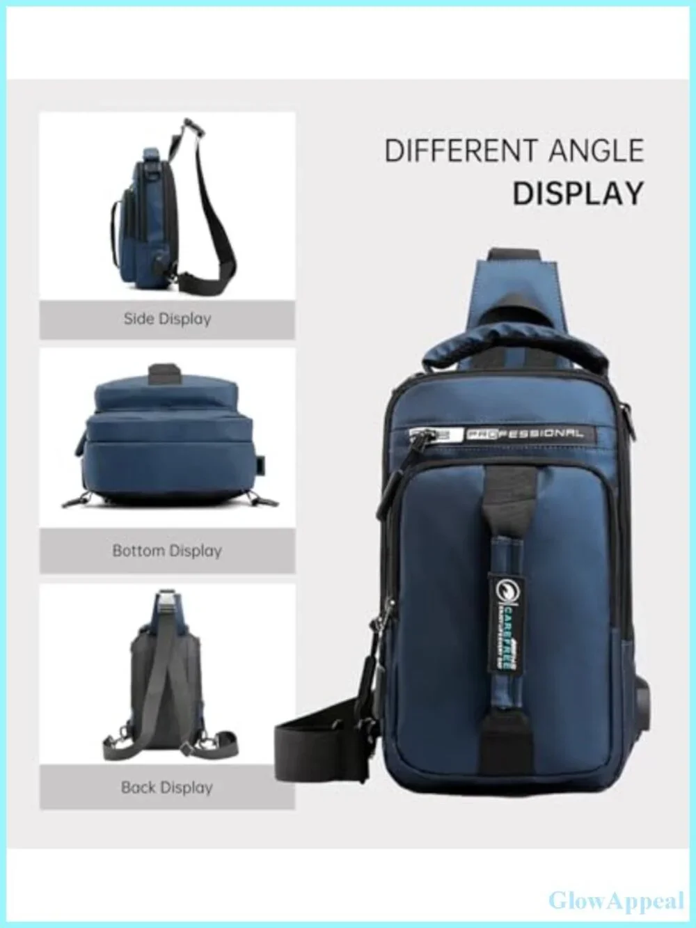 Mens Oxford Canvas Shoulder Bag Business Casual Solid Color